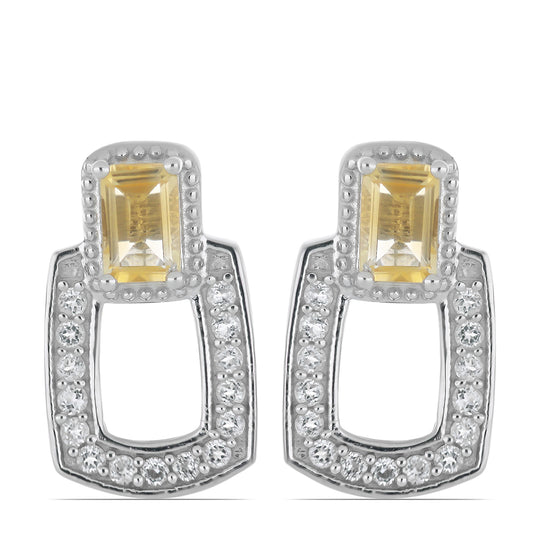 Silberohrringe mit Zitrin aus dem Ural und weißem Topas