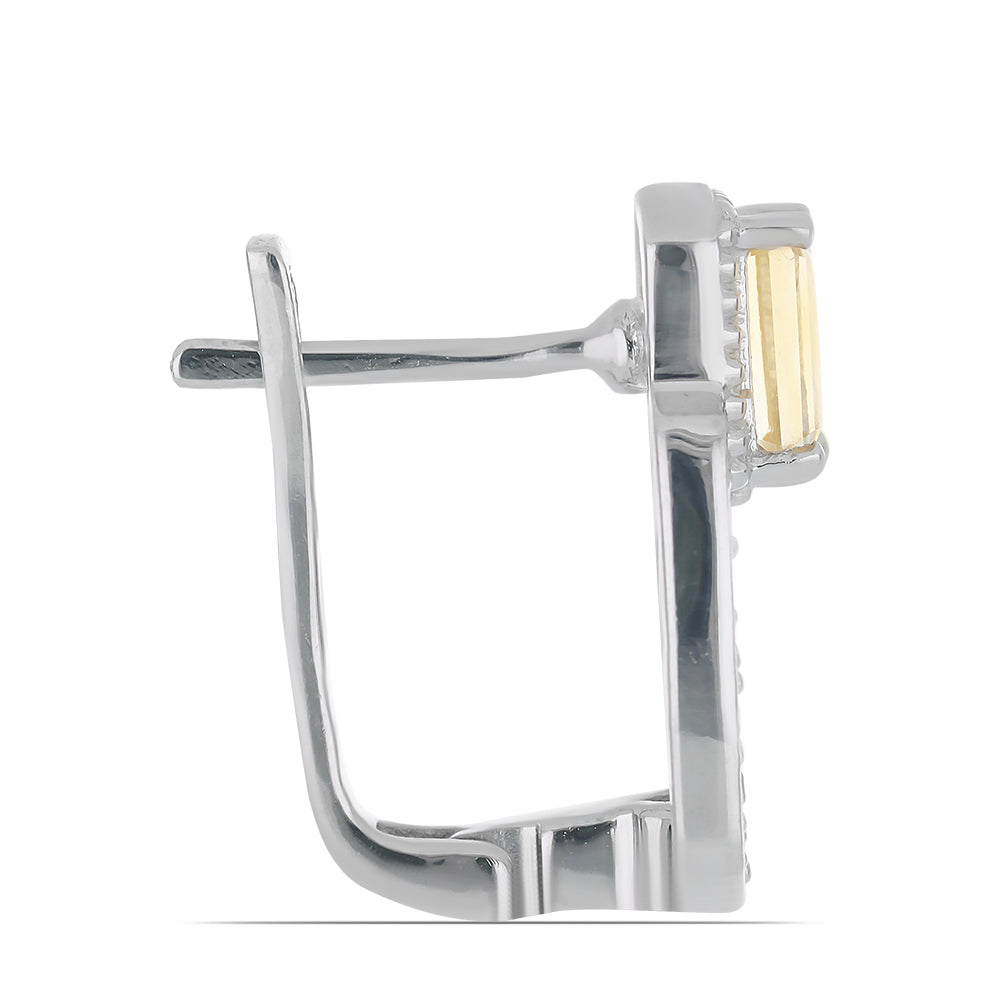 Silberohrringe mit Zitrin aus dem Ural und weißem Topas 2 