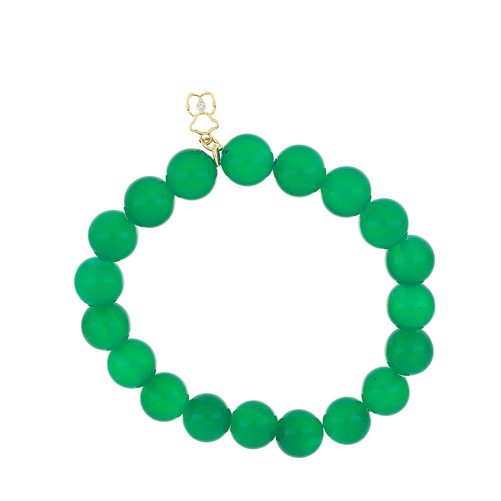 Goldplattiertes Silberarmband mit grünem Achat und weißem Topas 1 