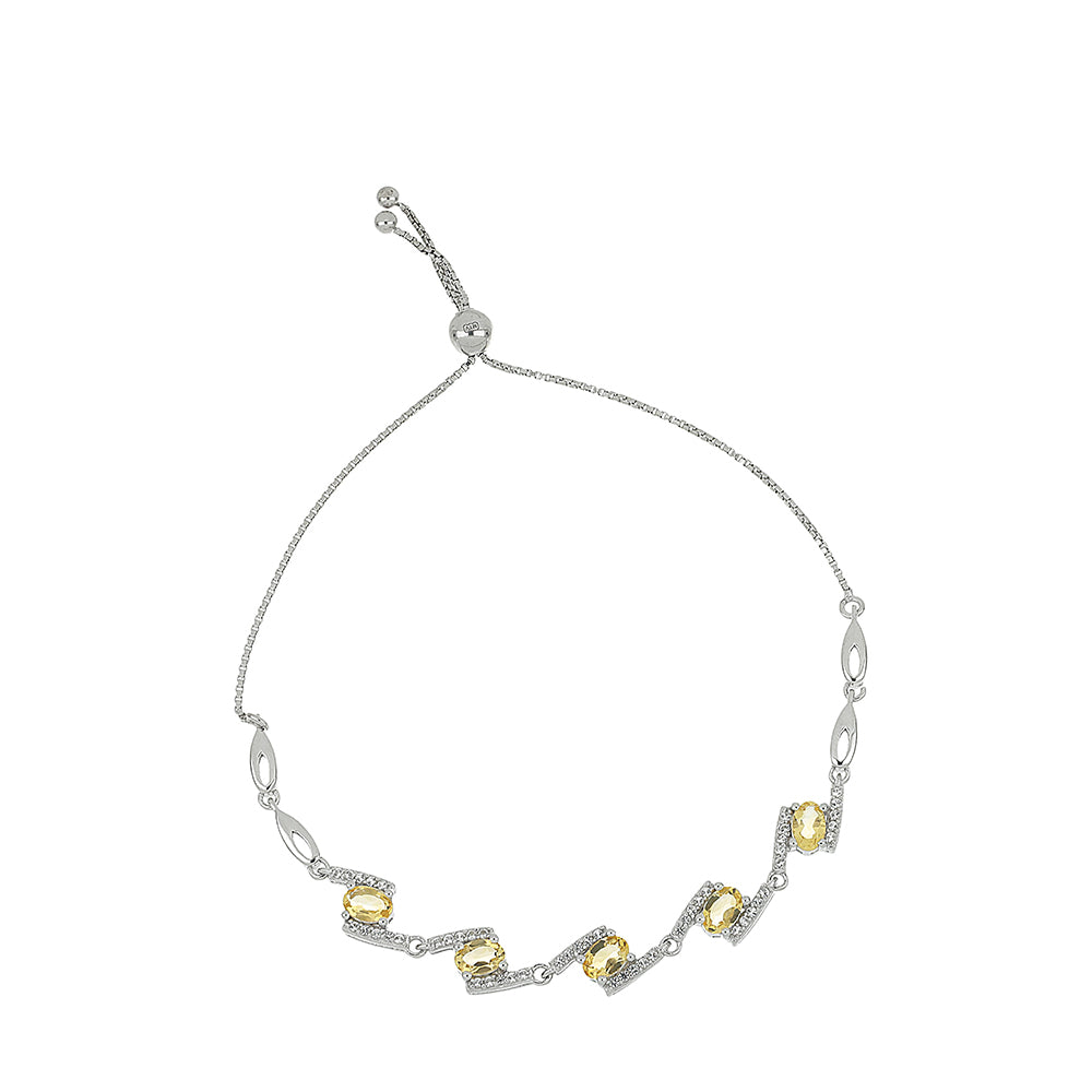 Silberarmband mit Zitrin aus dem Ural und weißem Topas 1 