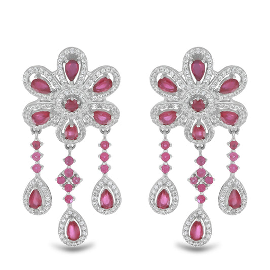 Silberohrringe mit Rubin aus Madagaskar und weißem Topas