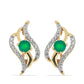 Goldplattierte Silberohrringe mit grünem Achat und weißem Topas