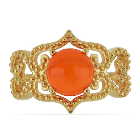 Goldplattierter Silberring mit orangefarbenem Opal aus Lega Dembi