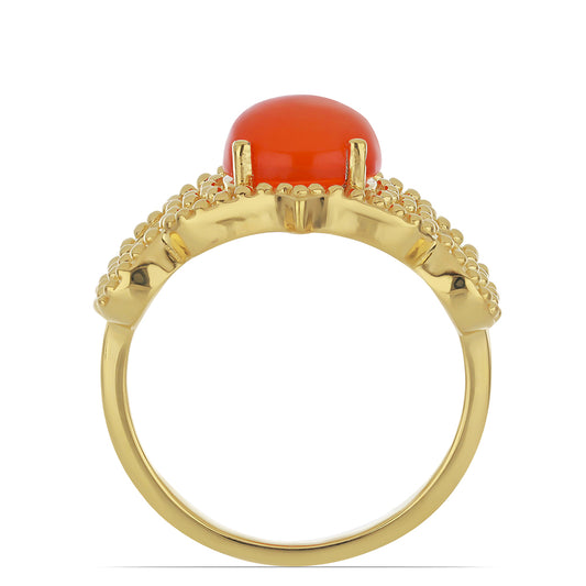 Goldplattierter Silberring mit orangefarbenem Opal aus Lega Dembi