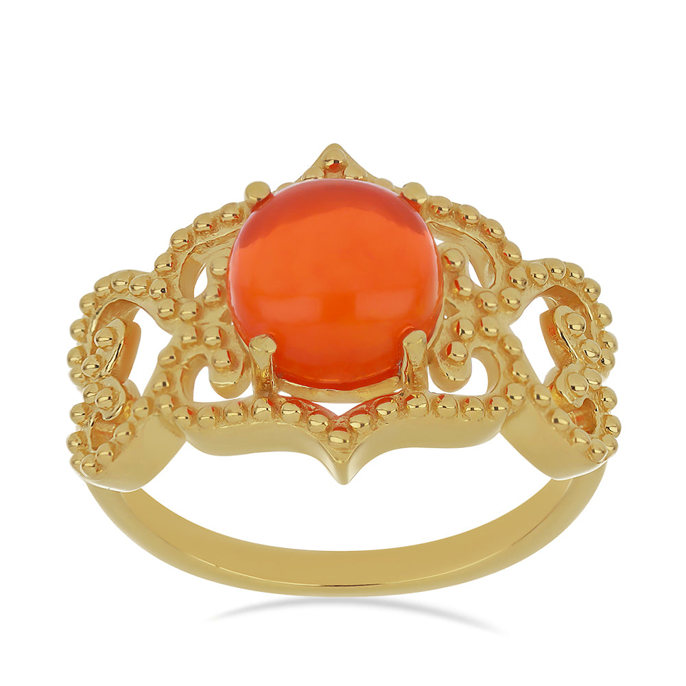Goldplattierter Silberring mit orangefarbenem Opal aus Lega Dembi 3 