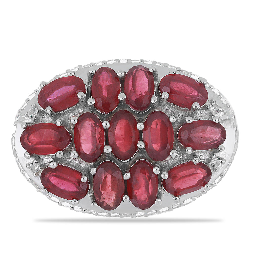 Silberring mit Rubin aus Madagaskar und weißem Topas 1 