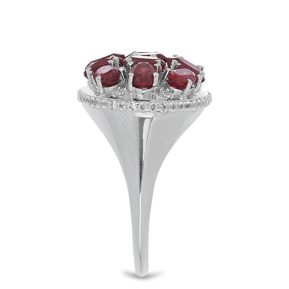 Silberring mit Rubin aus Madagaskar und weißem Topas 4 