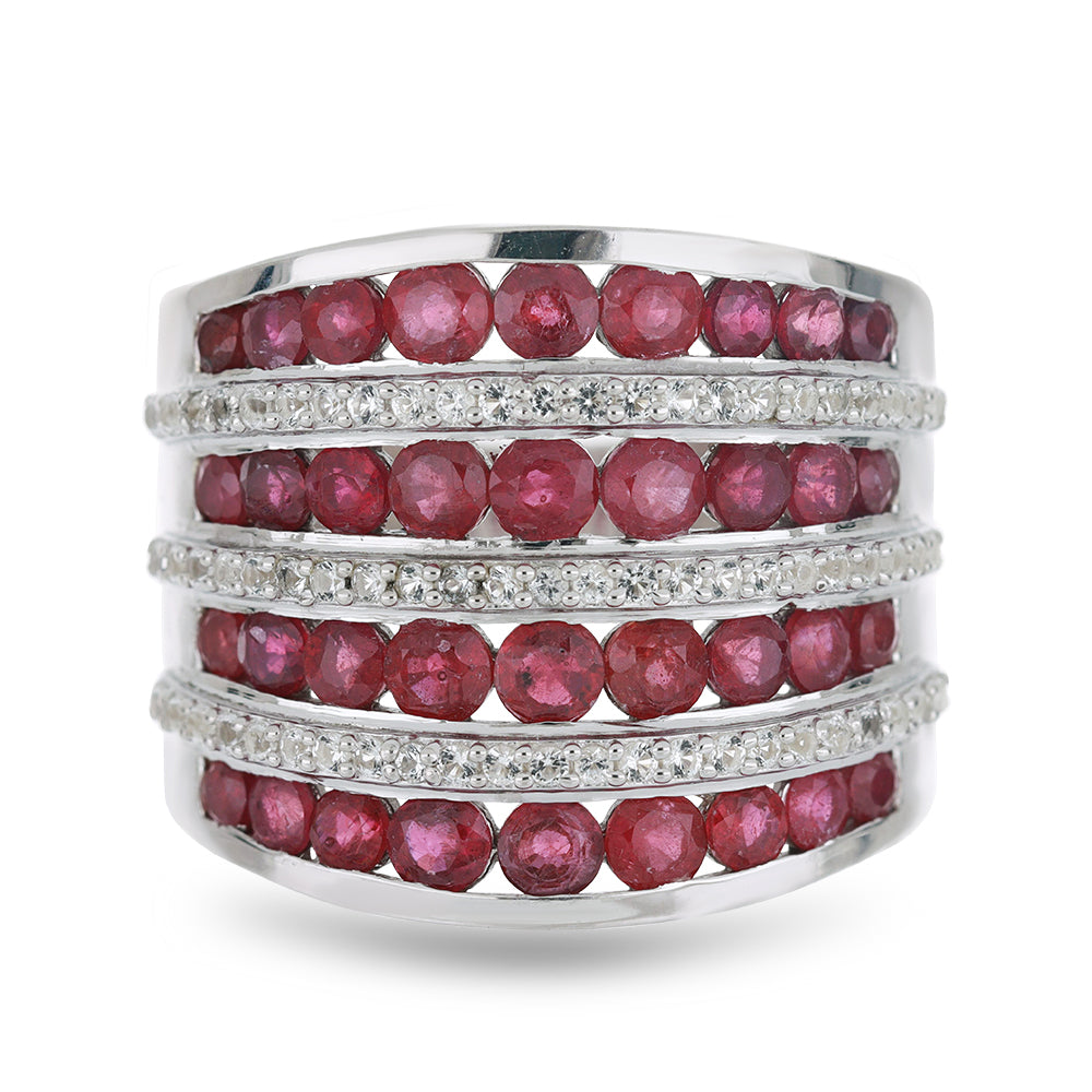 Silberring mit Rubin aus Madagaskar und weißem Topas 1 