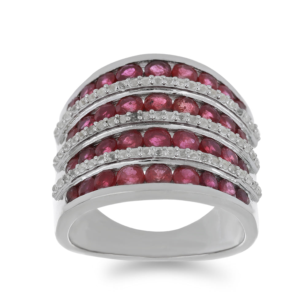 Silberring mit Rubin aus Madagaskar und weißem Topas