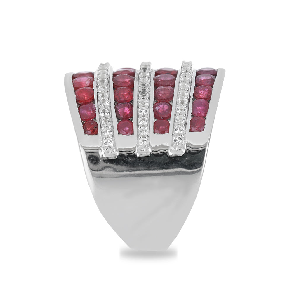 Silberring mit Rubin aus Madagaskar und weißem Topas 4 