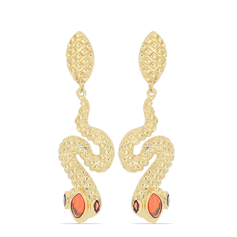 Goldplattierte Silberohrringe mit Mohave-Türkis und Barton Granat