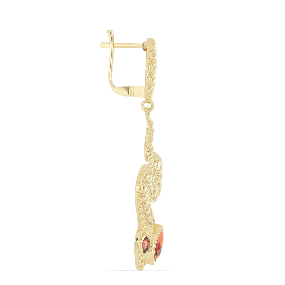 Goldplattierte Silberohrringe mit Mohave-Türkis und Barton Granat 2 