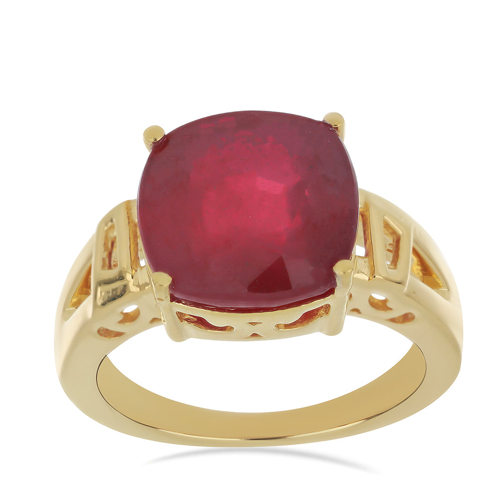 Goldplattierter Silberring mit Rubin aus Madagaskar