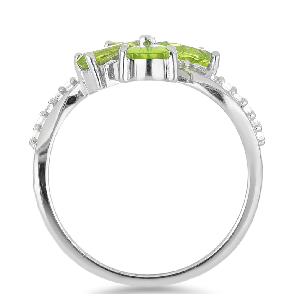 Silberring mit Peridot aus Changbai und weißem Topas