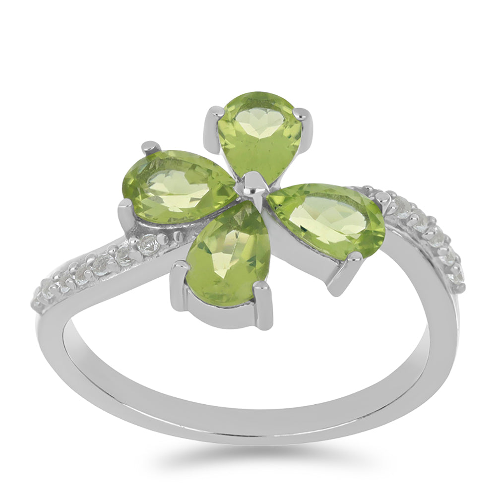 Silberring mit Peridot aus Changbai und weißem Topas 3 