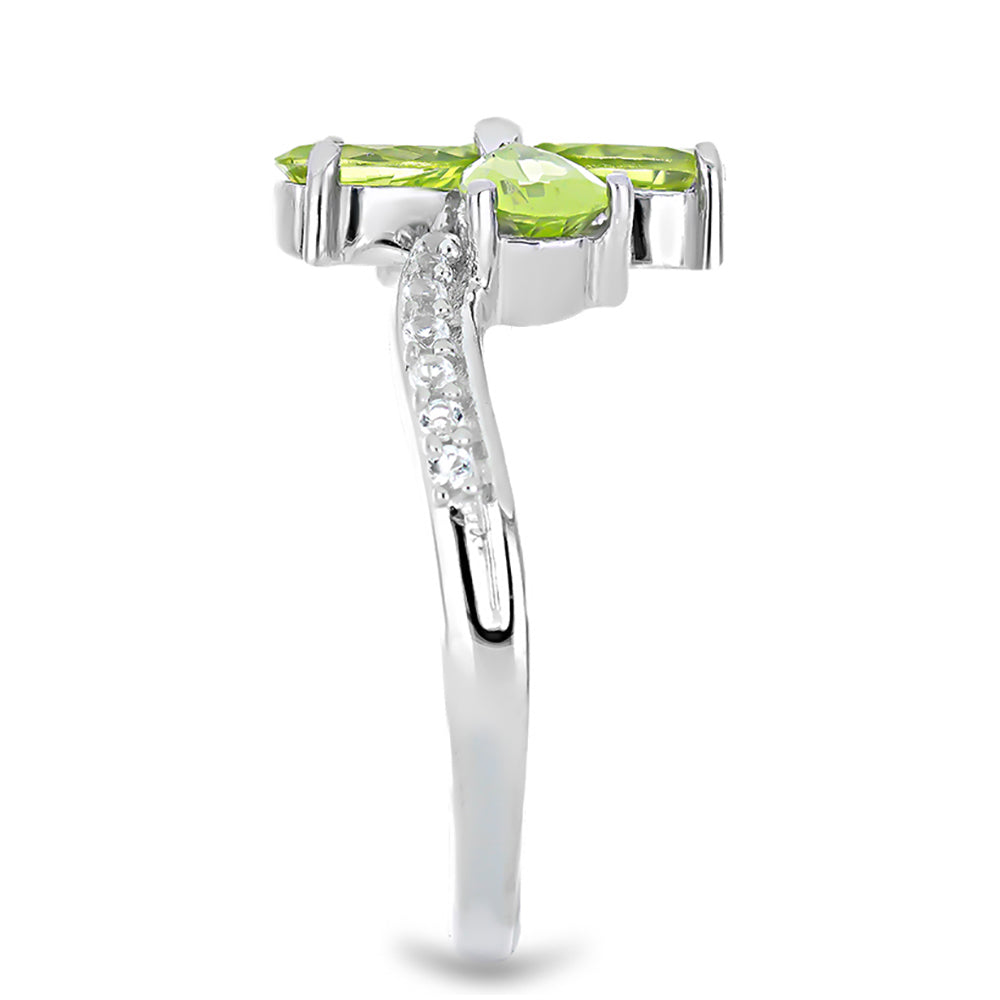 Silberring mit Peridot aus Changbai und weißem Topas