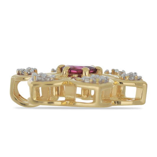 Goldplattierter Silberanhänger mit Rhodolith aus Moatize und weißem Topas