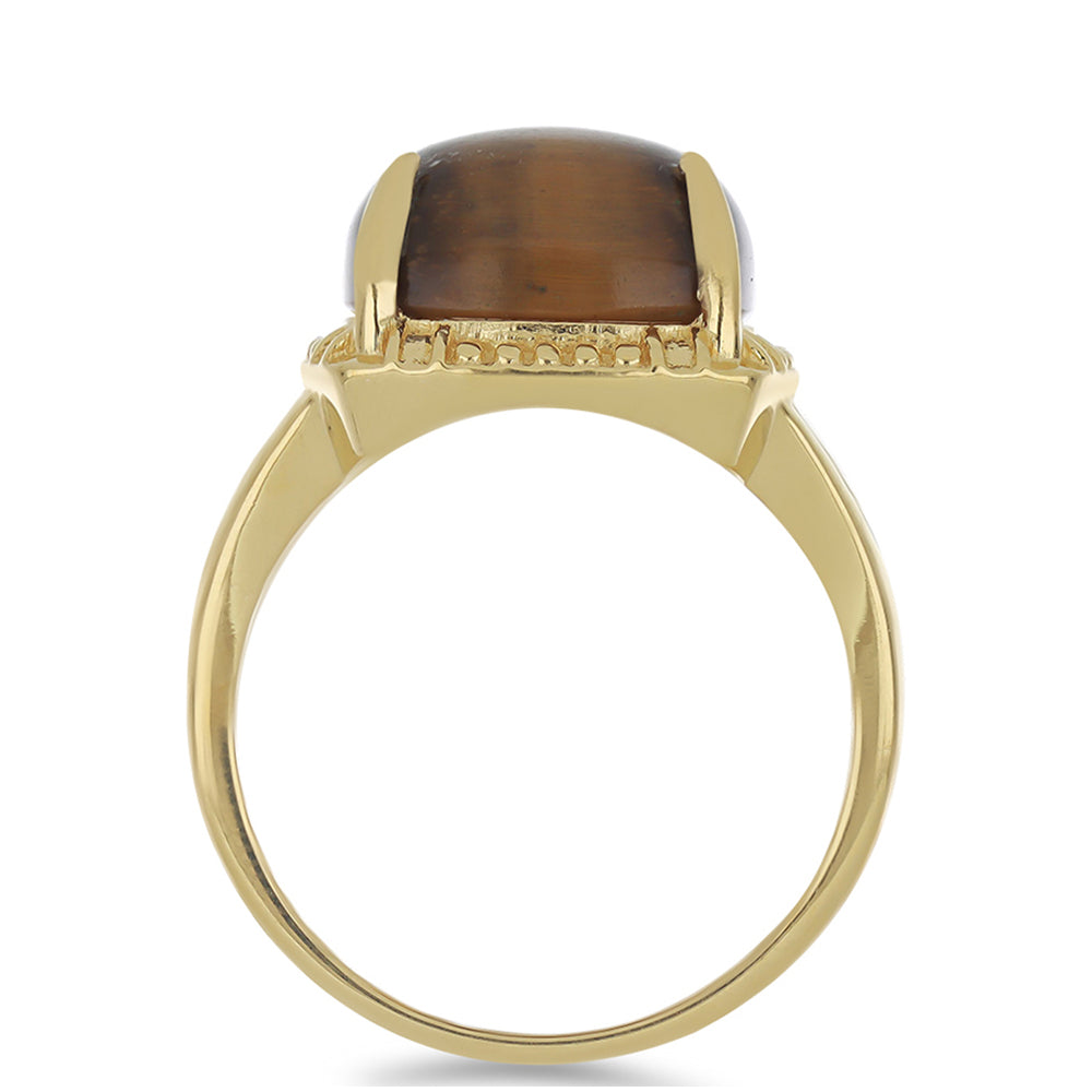 Goldplattierter Silberring mit Tigerauge aus Mount Brockman