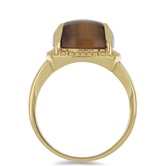 Goldplattierter Silberring mit Tigerauge aus Mount Brockman