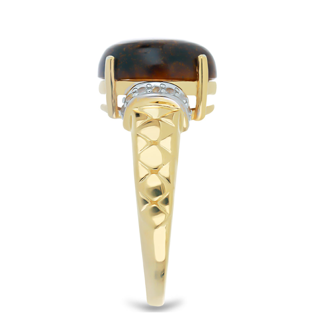 Goldplattierter Silberring mit Tigerauge aus Mount Brockman und weißem Topas 4 