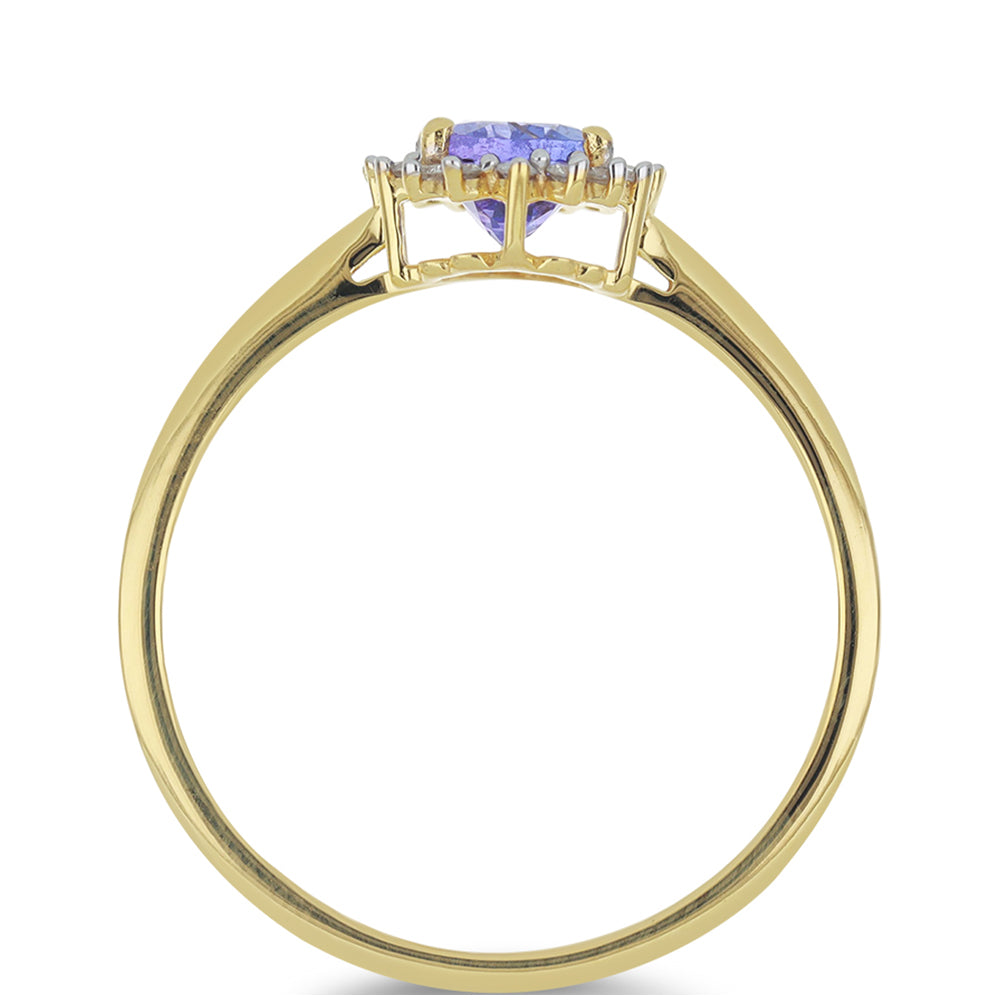 Goldring mit Tansanit - Klasse AAA und weißem Diamant