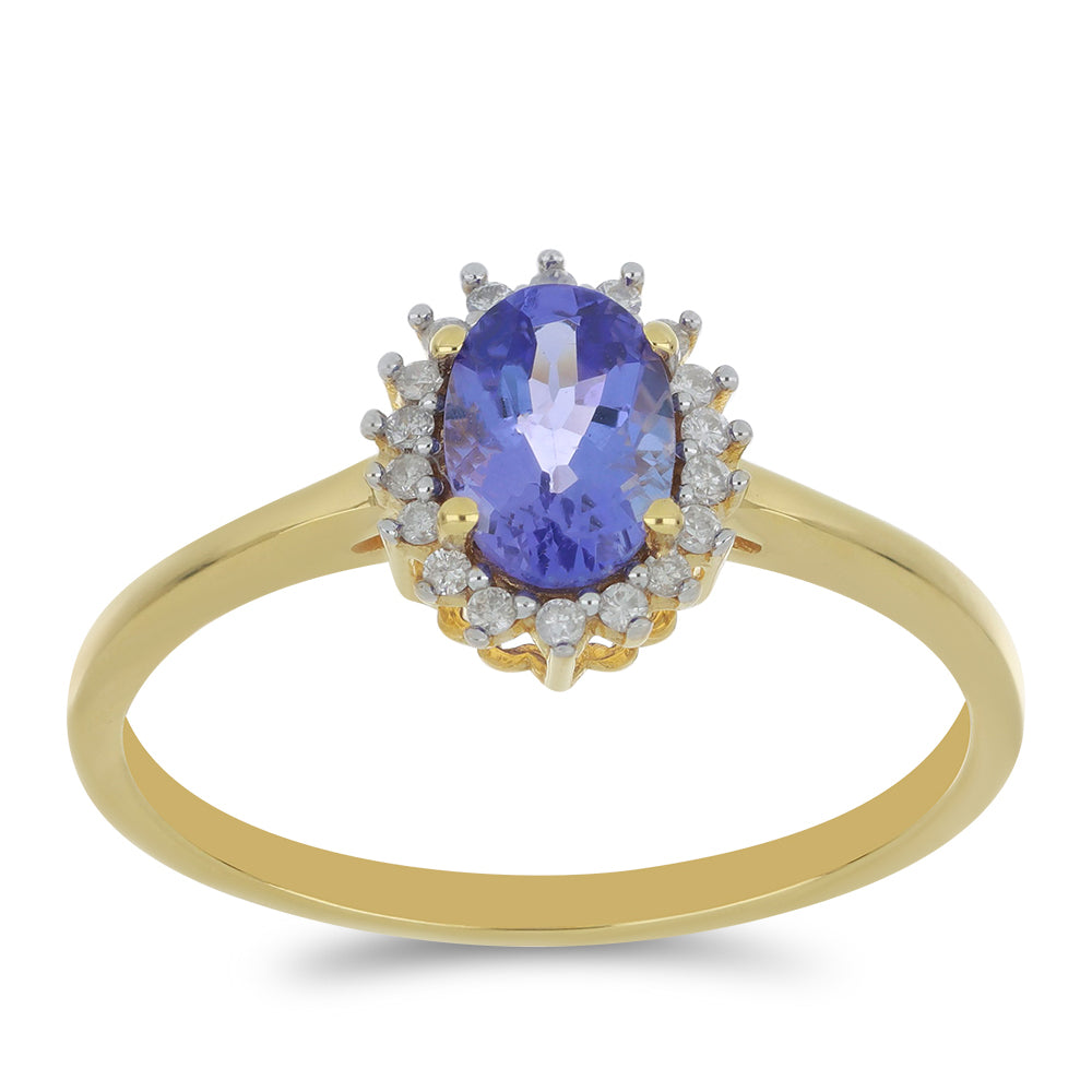 Goldring mit Tansanit - Klasse AAA und weißem Diamant 3 