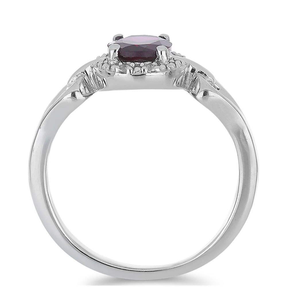 Silberring mit Rhodolith aus Moatize und weißem Topas 2 