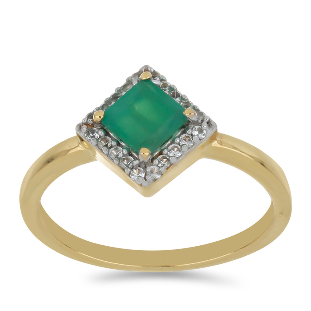 Goldplattierter Silberring mit brasilianischem Smaragd und weißem Topas 3 