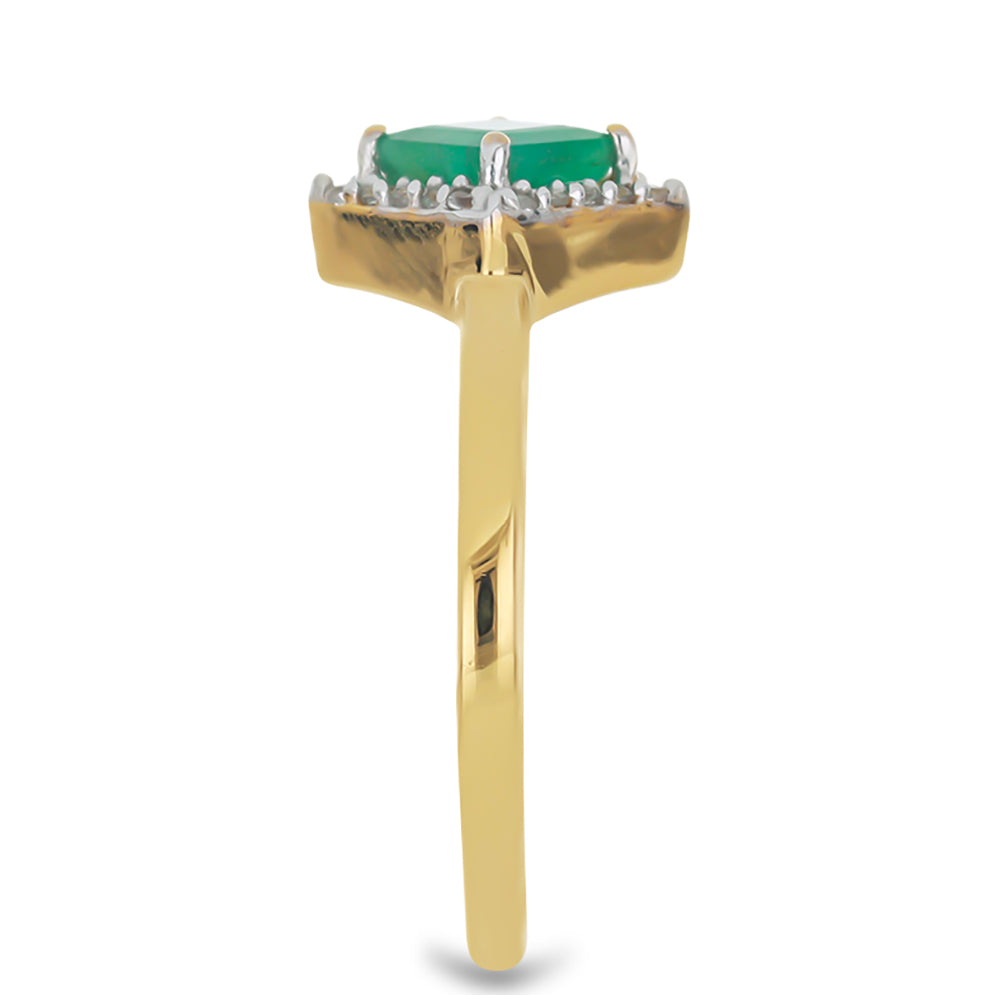 Goldplattierter Silberring mit brasilianischem Smaragd und weißem Topas 4 