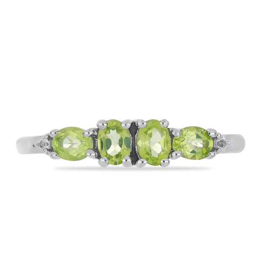 Silberring mit Peridot aus Changbai und weißem Topas