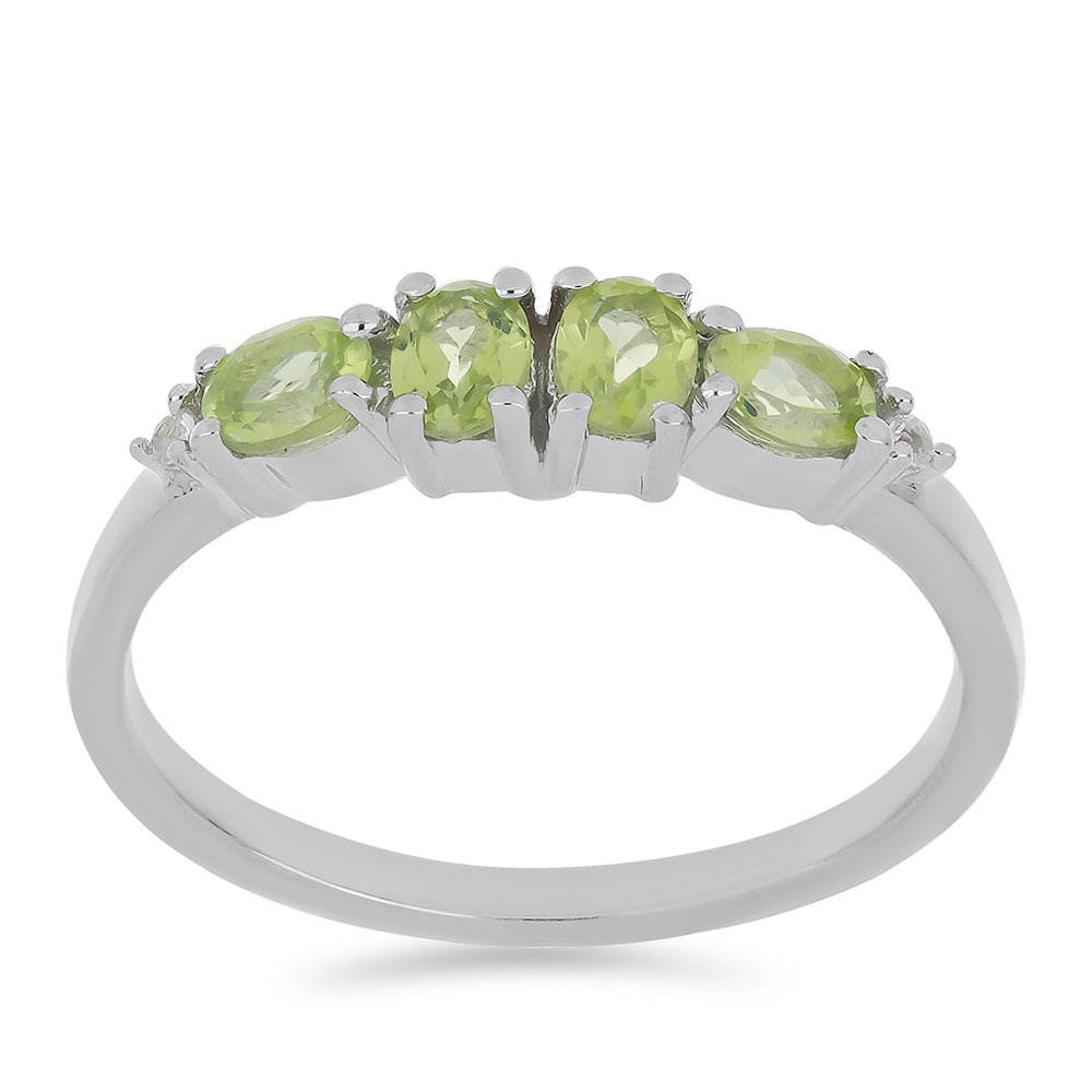 Silberring mit Peridot aus Changbai und weißem Topas 3 