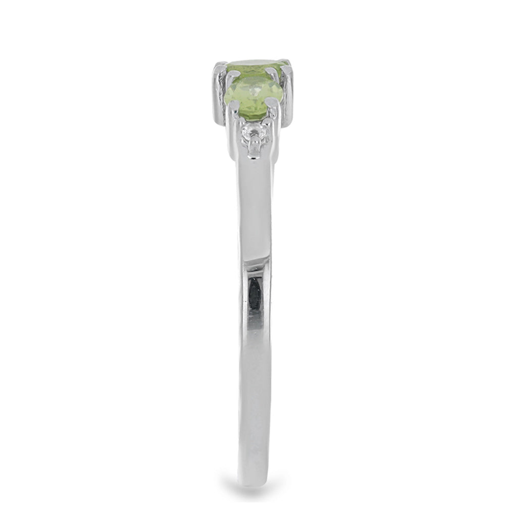 Silberring mit Peridot aus Changbai und weißem Topas