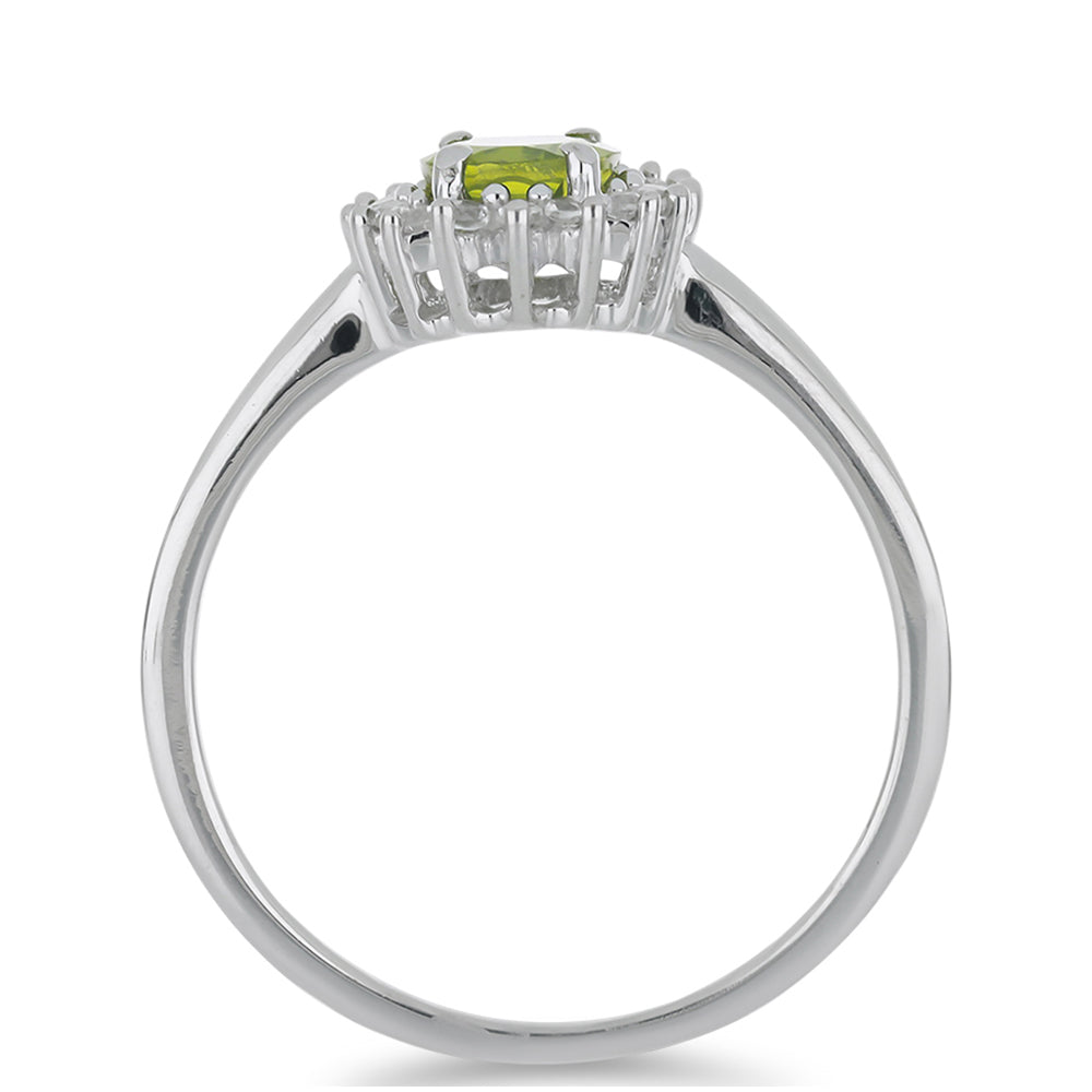 Silberring mit Peridot aus Changbai und weißem Topas 2 