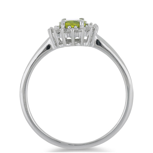 Silberring mit Peridot aus Changbai und weißem Topas