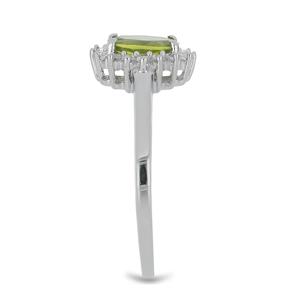 Silberring mit Peridot aus Changbai und weißem Topas