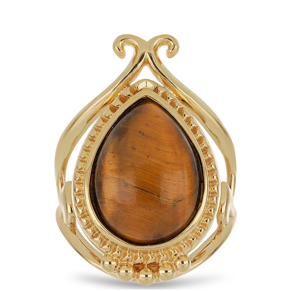 Goldplattierter Silberring mit Tigerauge aus Mount Brockman