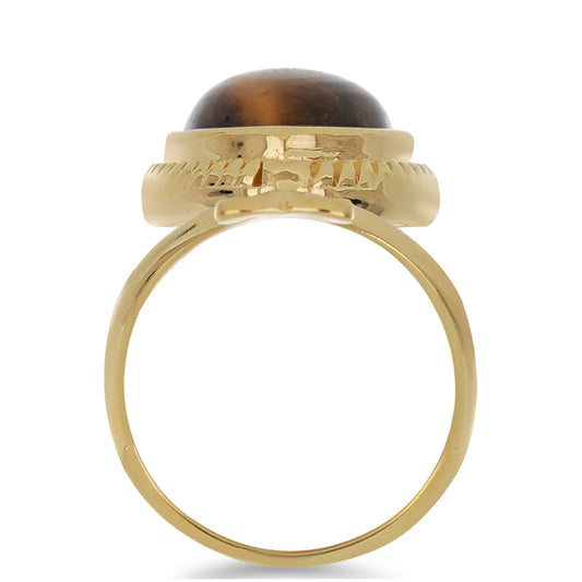 Goldplattierter Silberring mit Tigerauge aus Mount Brockman