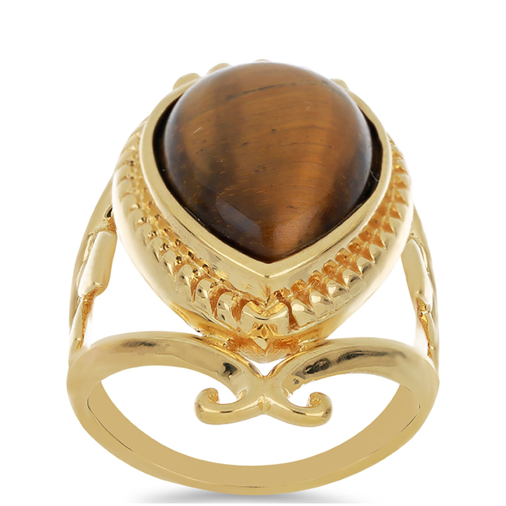 Goldplattierter Silberring mit Tigerauge aus Mount Brockman 3 