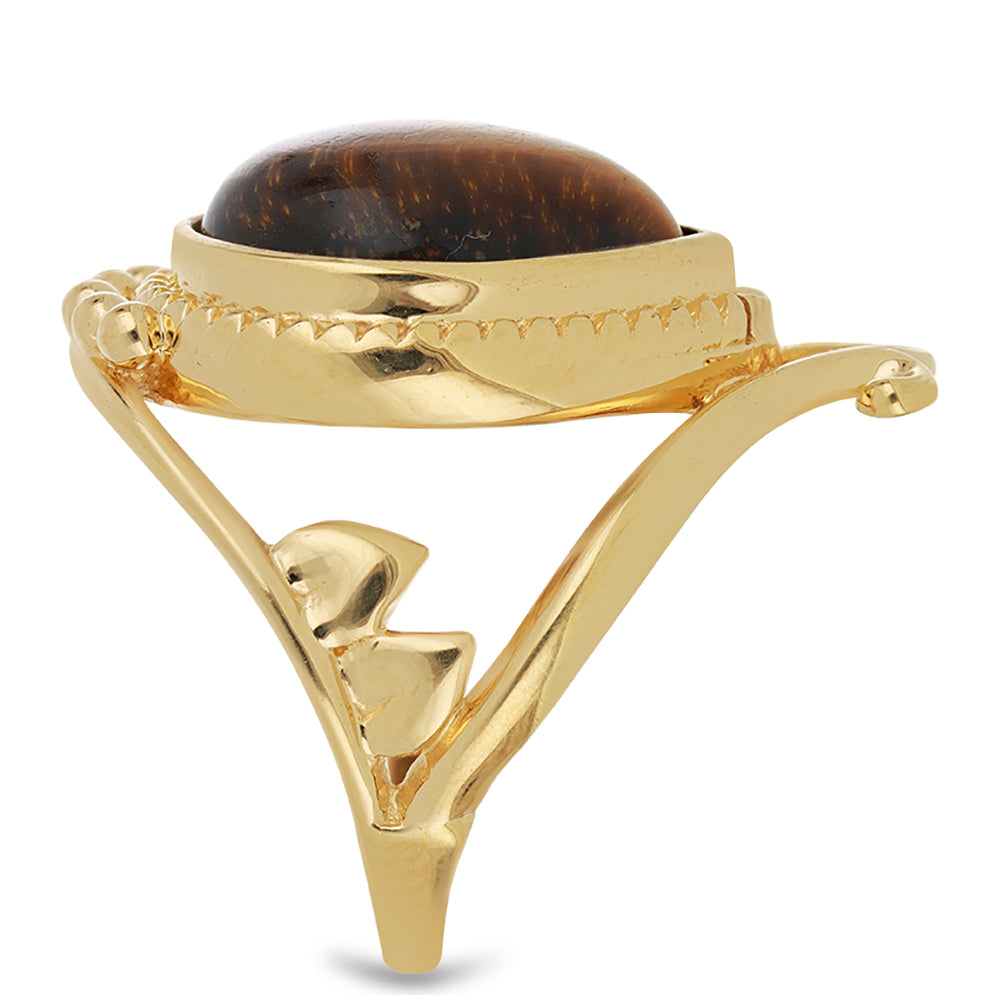 Goldplattierter Silberring mit Tigerauge aus Mount Brockman 4 