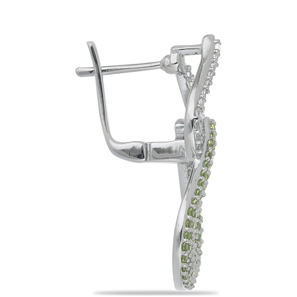 Silberohrringe mit Peridot aus Changbai und weißem Topas 2 