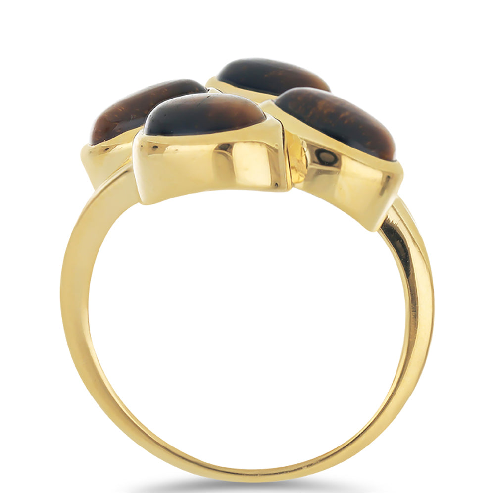 Goldplattierter Silberring mit Tigerauge aus Mount Brockman 2 