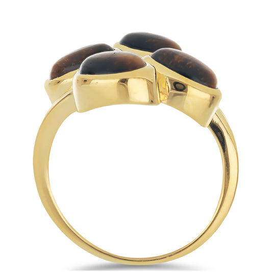 Goldplattierter Silberring mit Tigerauge aus Mount Brockman