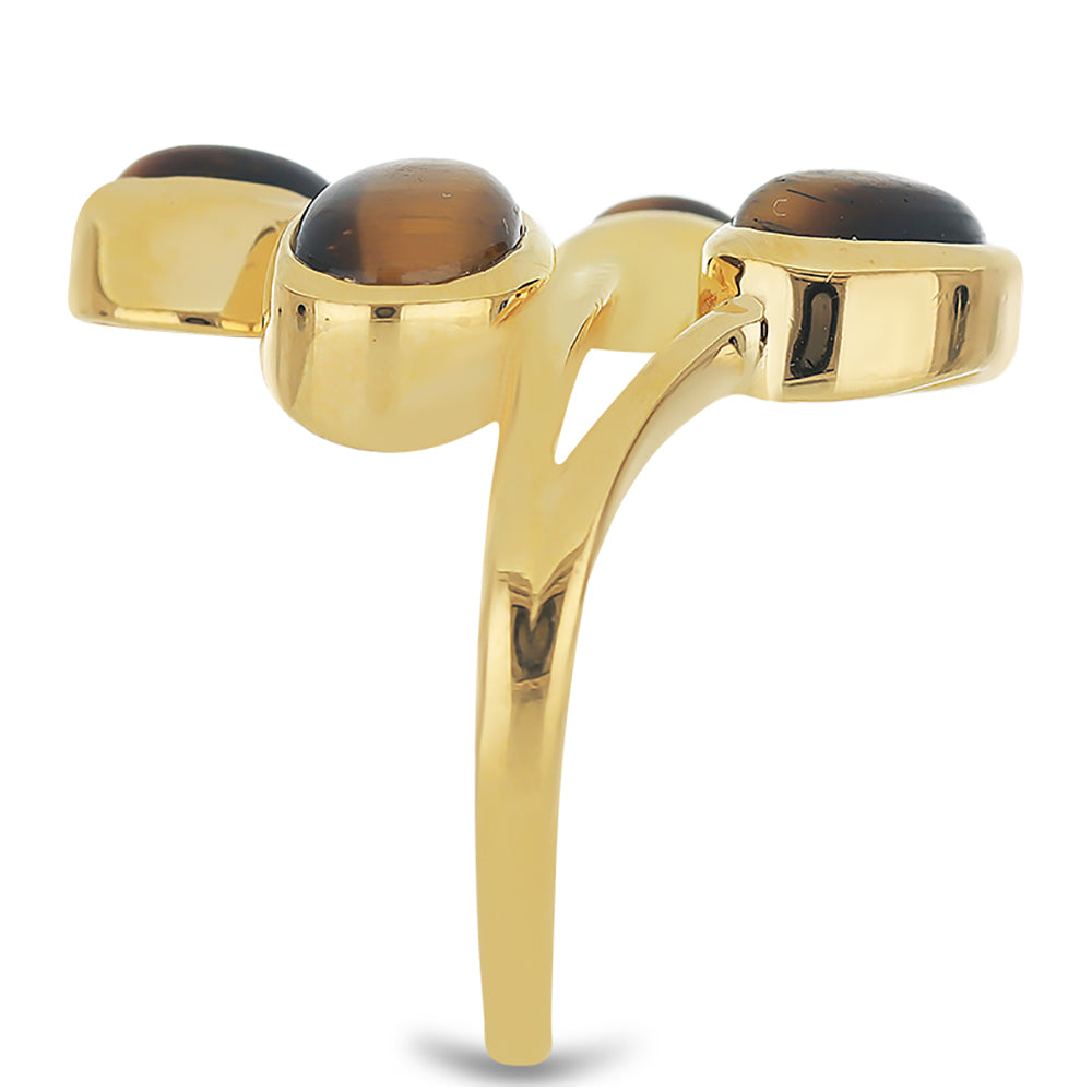 Goldplattierter Silberring mit Tigerauge aus Mount Brockman 4 