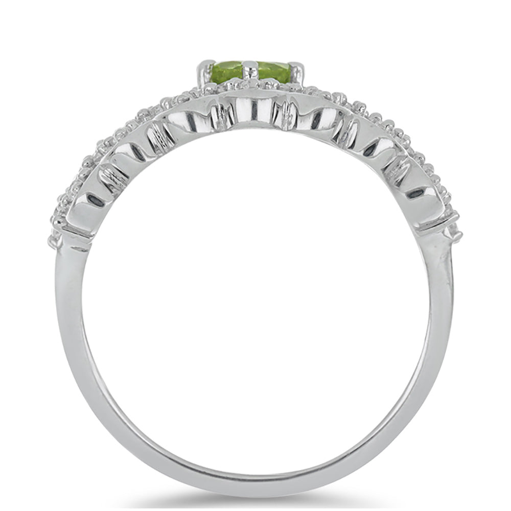Silberring mit Peridot aus Changbai und weißem Topas
