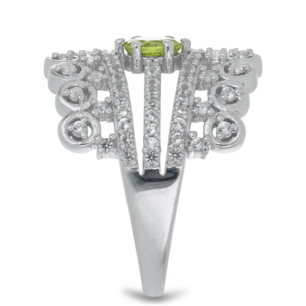 Silberring mit Peridot aus Changbai und weißem Topas 4 