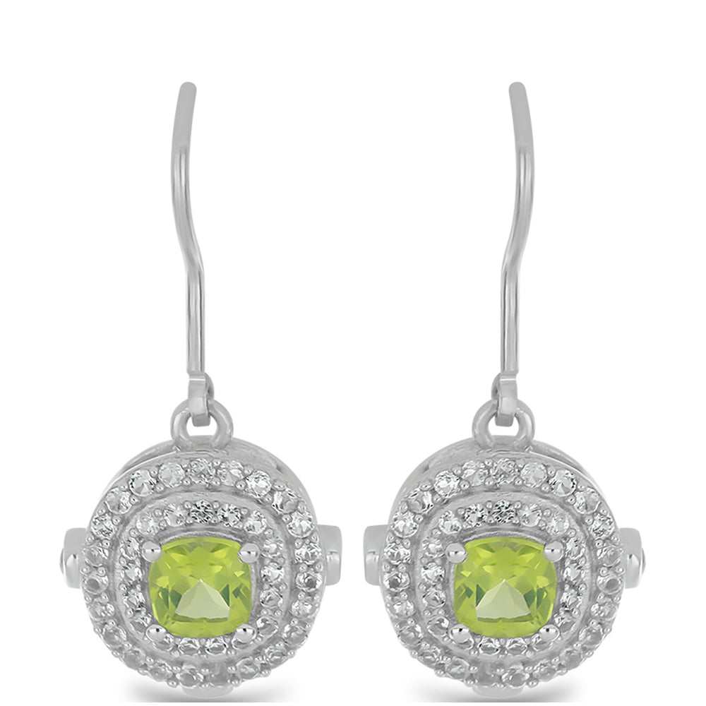 Silberohrringe mit Peridot aus Changbai und weißem Topas