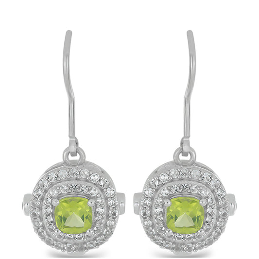 Silberohrringe mit Peridot aus Changbai und weißem Topas