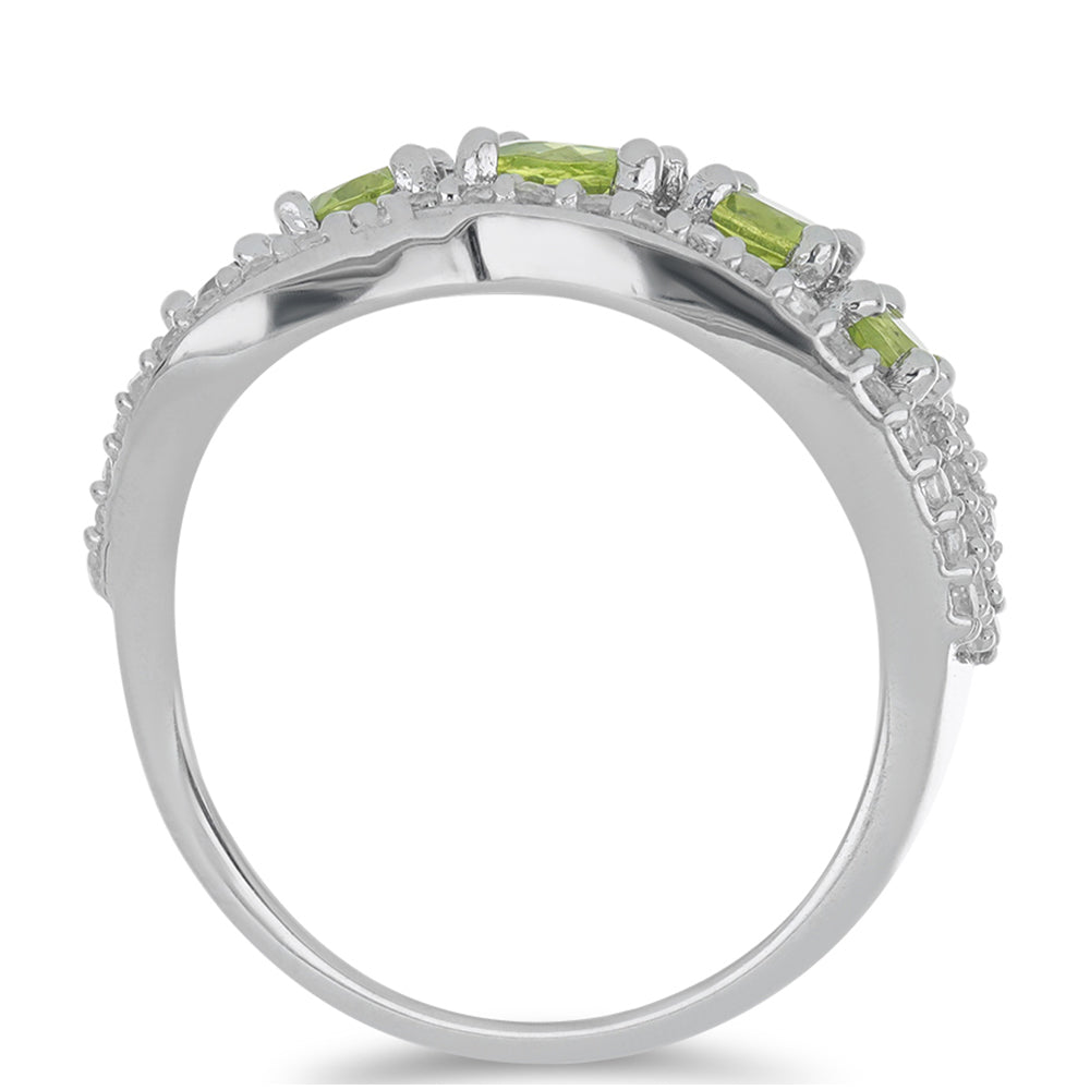 Silberring mit Peridot aus Changbai und weißem Topas