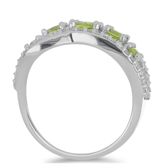Silberring mit Peridot aus Changbai und weißem Topas