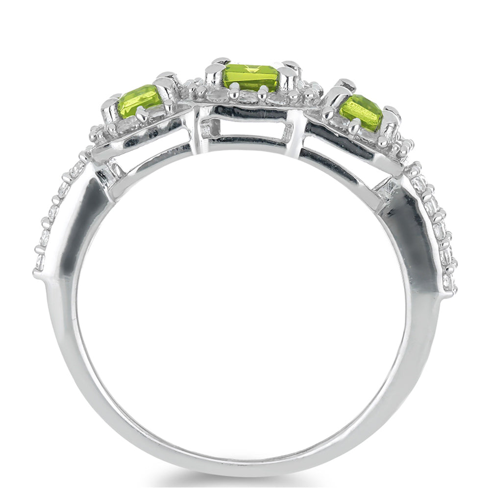 Silberring mit Peridot aus Changbai und weißem Topas 2 